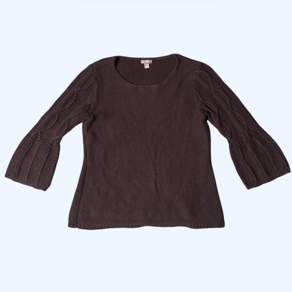 J. Jill Brown Knit Bell Sleeve Sweater